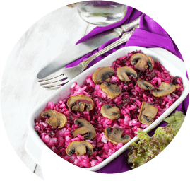 Beetroot mushroom risotto-shaped-opt